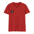 Men's V-Neck T-Shirt | Regular Fit | 180 GSM Bio-Washed Cotton | DTG Print | Durable | Personalized | DTG | Grunge | Positive Affirmations | Energy | Everyday | Uplifting - right pocket - Red - mockup 4