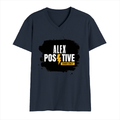 Male V Neck T-Shirt | Regular Fit | 180 GSM Bio-Washed Cotton | DTF Print | Double Stitched, Pre-Shrunk | Men | Personalized | DTF | Grunge | Positive Affirmations | Energy | Everyday | Uplifting - front - Navy Blue - mockup 1