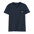 Male V Neck T-Shirt | Regular Fit | 180 GSM Bio-Washed Cotton | DTF Print | Double Stitched, Pre-Shrunk | Men | Personalized | DTF | Grunge | Positive Affirmations | Energy | Everyday | Uplifting - left pocket - Navy Blue - mockup 3