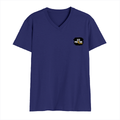 Male V Neck T-Shirt | Regular Fit | 180 GSM Bio-Washed Cotton | DTF Print | Double Stitched, Pre-Shrunk | Men | Personalized | DTF | Grunge | Positive Affirmations | Energy | Everyday | Uplifting - left pocket - Royal Blue - mockup 3
