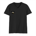 Male V Neck T-Shirt | Regular Fit | 180 GSM Bio-Washed Cotton | DTF Print | Double Stitched, Pre-Shrunk | Men | Personalized | DTF | Grunge | Positive Affirmations | Energy | Everyday | Uplifting - right pocket - Black - mockup 4