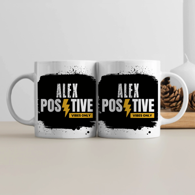 White Coffee Mug | 11 oz Unisex | Premium Ceramic Sublimation | Fade-Proof Glossy Finish | For Him & Her | Personalized | Grunge | Positive Affirmations | Energy | Everyday | Uplifting - front - White - mockup 1