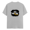 Female Classic Crew T-Shirt | Women's Regular Fit | 180 GSM Bio-Washed Cotton | Double Stitched, Pre-Shrunk | Personalized | DTG | Grunge | Positive Affirmations | Energy | Everyday | Uplifting - back - Grey Melange - mockup 2
