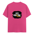 Female Classic Crew T-Shirt | Women's Regular Fit | 180 GSM Bio-Washed Cotton | Double Stitched, Pre-Shrunk | Personalized | DTG | Grunge | Positive Affirmations | Energy | Everyday | Uplifting - back - Pink - mockup 2