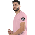 Female Classic Crew T-Shirt | Women's Regular Fit | 180 GSM Bio-Washed Cotton | Double Stitched, Pre-Shrunk | Personalized | DTG | Grunge | Positive Affirmations | Energy | Everyday | Uplifting - left sleeve - Light Baby Pink - mockup 5