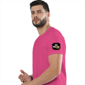 Female Classic Crew T-Shirt | Women's Regular Fit | 180 GSM Bio-Washed Cotton | Double Stitched, Pre-Shrunk | Personalized | DTG | Grunge | Positive Affirmations | Energy | Everyday | Uplifting - left sleeve - Pink - mockup 5