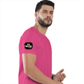 Female Classic Crew T-Shirt | Women's Regular Fit | 180 GSM Bio-Washed Cotton | Double Stitched, Pre-Shrunk | Personalized | DTG | Grunge | Positive Affirmations | Energy | Everyday | Uplifting - right sleeve - Pink - mockup 6