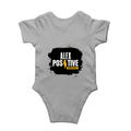 Baby Romper | 0-12 Months Regular Fit | 180 GSM Bio-Washed Cotton Blend | Double Stitched, Pre-Shrunk | Unisex | Personalized | DTF | Grunge | Positive Affirmations | Energy | Everyday | Uplifting - back - Grey Melange - mockup 2