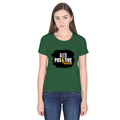 Women's Classic Crew T-Shirt | Regular Fit | 180 GSM Bio-Washed Cotton | DTF Print Ready | Double Stitched, Pre-Shrunk | Personalized | DTF | Grunge | Positive Affirmations | Energy | Everyday | Uplifting - front - Bottle Green - mockup 1