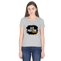 Women's Classic Crew T-Shirt | Regular Fit | 180 GSM Bio-Washed Cotton | DTF Print Ready | Double Stitched, Pre-Shrunk | Personalized | DTF | Grunge | Positive Affirmations | Energy | Everyday | Uplifting - front - Grey Melange - mockup 1