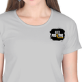 Women's Classic Crew T-Shirt | Regular Fit | 180 GSM Bio-Washed Cotton | DTF Print Ready | Double Stitched, Pre-Shrunk | Personalized | DTF | Grunge | Positive Affirmations | Energy | Everyday | Uplifting - left pocket - Grey Melange - mockup 3