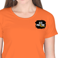 Women's Classic Crew T-Shirt | Regular Fit | 180 GSM Bio-Washed Cotton | DTF Print Ready | Double Stitched, Pre-Shrunk | Personalized | DTF | Grunge | Positive Affirmations | Energy | Everyday | Uplifting - left pocket - Orange - mockup 3