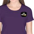 Women's Classic Crew T-Shirt | Regular Fit | 180 GSM Bio-Washed Cotton | DTF Print Ready | Double Stitched, Pre-Shrunk | Personalized | DTF | Grunge | Positive Affirmations | Energy | Everyday | Uplifting - left pocket - Purple - mockup 3
