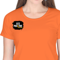 Women's Classic Crew T-Shirt | Regular Fit | 180 GSM Bio-Washed Cotton | DTF Print Ready | Double Stitched, Pre-Shrunk | Personalized | DTF | Grunge | Positive Affirmations | Energy | Everyday | Uplifting - right pocket - Orange - mockup 4