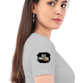 Women's Classic Crew T-Shirt | Regular Fit | 180 GSM Bio-Washed Cotton | DTF Print Ready | Double Stitched, Pre-Shrunk | Personalized | DTF | Grunge | Positive Affirmations | Energy | Everyday | Uplifting - right sleeve - Grey Melange - mockup 6