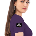 Women's Classic Crew T-Shirt | Regular Fit | 180 GSM Bio-Washed Cotton | DTF Print Ready | Double Stitched, Pre-Shrunk | Personalized | DTF | Grunge | Positive Affirmations | Energy | Everyday | Uplifting - right sleeve - Purple - mockup 6