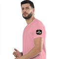 Men's Classic Crew T-Shirt | Regular Fit | 180 GSM Bio-Washed Cotton | DTF Print Ready | Pre-Shrunk, Durable | Personalized | DTF | Grunge | Positive Affirmations | Energy | Everyday | Uplifting - left sleeve - Flamingo - mockup 5