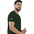 Men's Classic Crew T-Shirt | Regular Fit | 180 GSM Bio-Washed Cotton | DTF Print Ready | Pre-Shrunk, Durable | Personalized | DTF | Grunge | Positive Affirmations | Energy | Everyday | Uplifting - right sleeve - Bottle Green - mockup 6