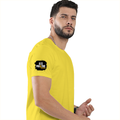 Men's Classic Crew T-Shirt | Regular Fit | 180 GSM Bio-Washed Cotton | DTF Print Ready | Pre-Shrunk, Durable | Personalized | DTF | Grunge | Positive Affirmations | Energy | Everyday | Uplifting - right sleeve - New Yellow - mockup 6