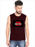 Men's Sleeveless T-Shirt | Regular Fit | 180 GSM Bio-Washed Cotton DTG | Pre-Shrunk, Double Stitched | For Gym & Casual Wear | Personalized | DTG | Grunge | Rebellion | Individuality | Everyday | Assertive | Breaks The Rules - front - Maroon - mockup 1