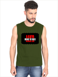 Men's Sleeveless T-Shirt | Regular Fit | 180 GSM Bio-Washed Cotton | Pre-Shrunk, Double Stitched | Men | Personalized | DTF | Grunge | Rebellion | Individuality | Everyday | Assertive | Breaks The Rules - front - Olive Green - mockup 1