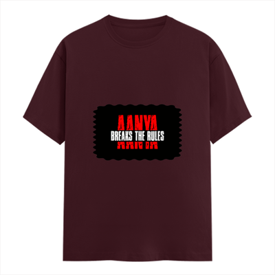 Female Classic Crew T-Shirt | Women's Regular Fit | 180 GSM Bio-Washed Cotton | Double Stitched, Pre-Shrunk | Personalized | DTG | Grunge | Rebellion | Individuality | Everyday | Assertive | Breaks The Rules - front - Maroon - mockup 1