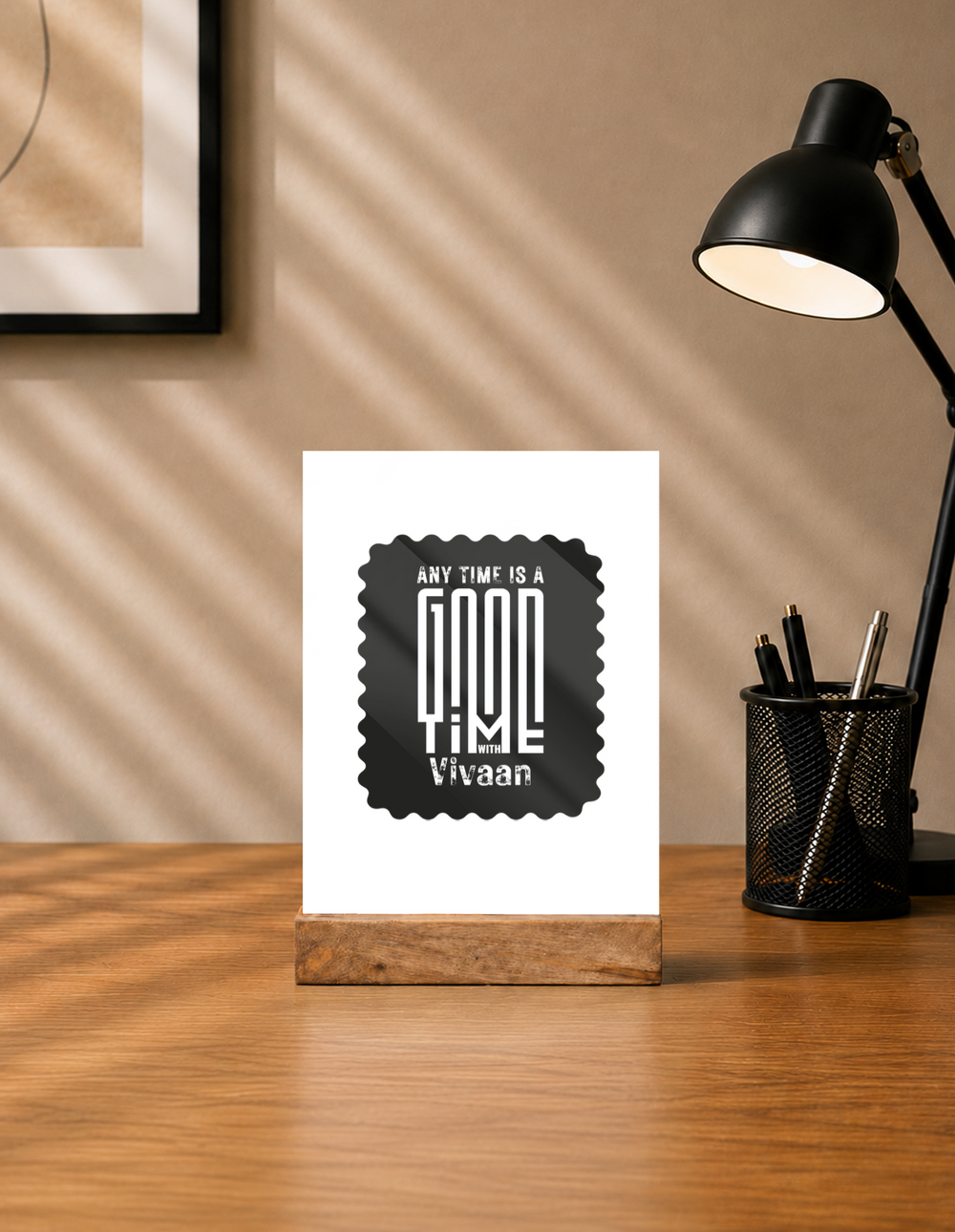 Acrylic Photo Frame | 5x7 Tabletop Display | UV Printed Acrylic & Wood Stand | Personalized Gift & Home Decor | Personalized | Typographic | Friendship | Companionship | Everyday | Positive - front - mockup 1