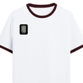 Ringer T-shirt | Unisex | DTG Print | Contrast Trim | Men's, Women's | Personalized | DTG | Typographic | Friendship | Companionship | Everyday | Positive - right pocket - Maroon off white - mockup 4