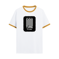 Ringer T-shirt | Unisex Regular Fit | 100% Cotton DTF/DTG | Contrast Rib Neck Bio Washed Pre-Shrunk | Adults | Personalized | DTF | Typographic | Friendship | Companionship | Everyday | Positive - front - Mustard yellow off white - mockup 1