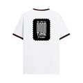 Ringer T-shirt | Unisex Regular Fit | 100% Cotton DTF/DTG | Contrast Rib Neck Bio Washed Pre-Shrunk | Adults | Personalized | DTF | Typographic | Friendship | Companionship | Everyday | Positive - back - Maroon off white - mockup 2