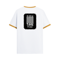 Ringer T-shirt | Unisex Regular Fit | 100% Cotton DTF/DTG | Contrast Rib Neck Bio Washed Pre-Shrunk | Adults | Personalized | DTF | Typographic | Friendship | Companionship | Everyday | Positive - back - Mustard yellow off white - mockup 2