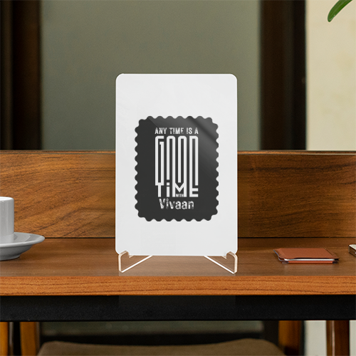 Acrylic Display Stand | 4x6 Inch | Clear Acrylic | UV Printed Tabletop | Customizable | Unisex | Personalized | Typographic | Friendship | Companionship | Everyday | Positive - front - White - mockup 1
