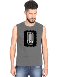Men's Sleeveless T-Shirt | Regular Fit | 180 GSM Bio-Washed Cotton DTG | Pre-Shrunk, Double Stitched | For Gym & Casual Wear | Personalized | DTG | Typographic | Friendship | Companionship | Everyday | Positive - front - Charcoal Melange - mockup 1