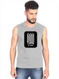 Men's Sleeveless T-Shirt | Regular Fit | 180 GSM Bio-Washed Cotton DTG | Pre-Shrunk, Double Stitched | For Gym & Casual Wear | Personalized | DTG | Typographic | Friendship | Companionship | Everyday | Positive - front - Grey Melange - mockup 1