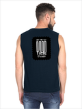 Men's Sleeveless T-Shirt | Regular Fit | 180 GSM Bio-Washed Cotton DTG | Pre-Shrunk, Double Stitched | For Gym & Casual Wear | Personalized | DTG | Typographic | Friendship | Companionship | Everyday | Positive - back - Navy Blue - mockup 2