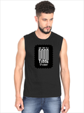 Men's Sleeveless T-Shirt | Regular Fit | 180 GSM Bio-Washed Cotton | Pre-Shrunk, Double Stitched | Men | Personalized | DTF | Typographic | Friendship | Companionship | Everyday | Positive - front - Black - mockup 1