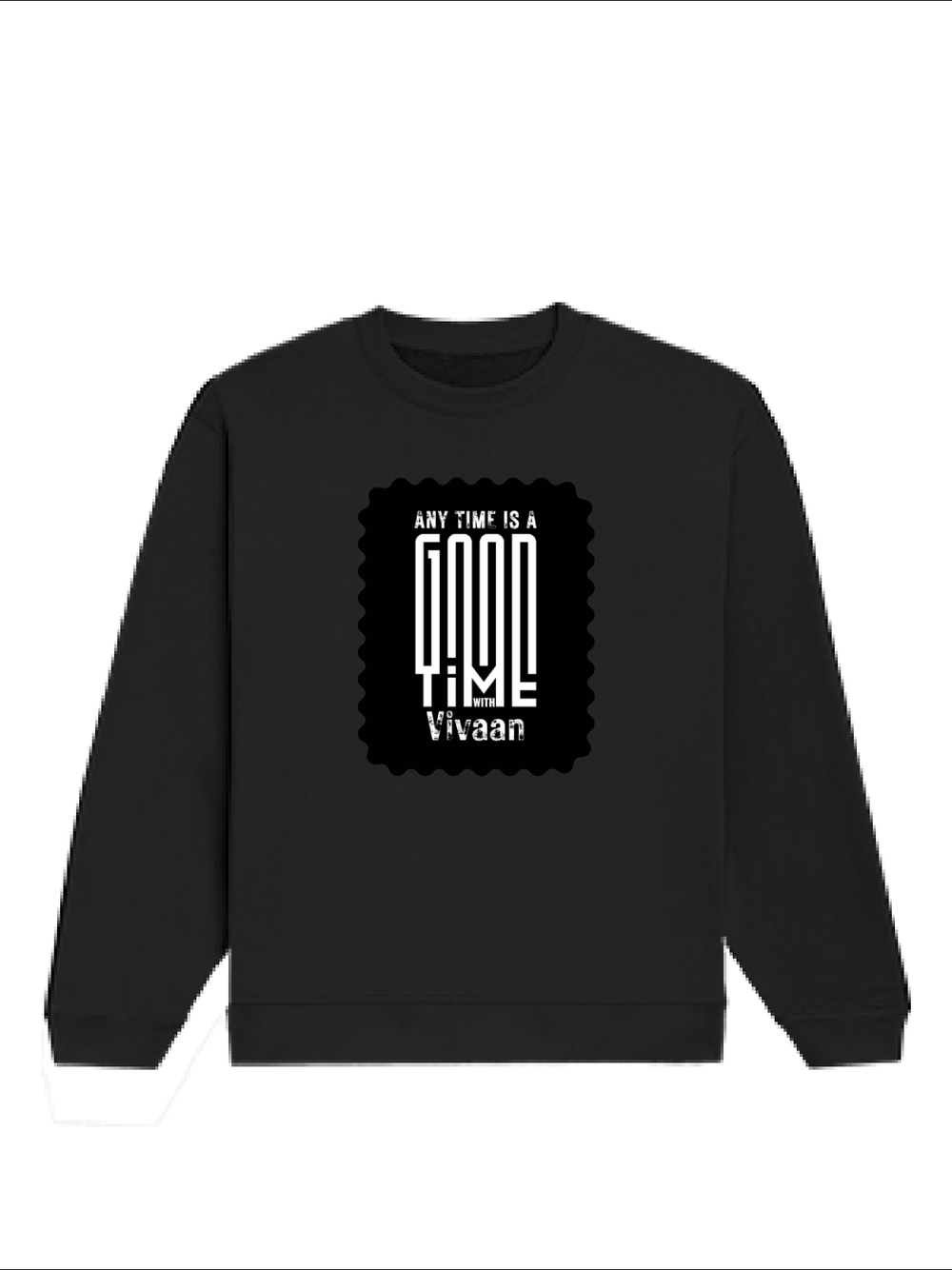 Oversized Sweatshirt | Roomy Relaxed Fit | 400 GSM Cotton Blend | Pre-Shrunk Drop Shoulder | Unisex Adult | Personalized | DTG | Typographic | Friendship | Companionship | Everyday | Positive - front - Black - mockup 1
