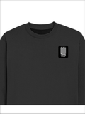 Oversized Sweatshirt | Roomy Relaxed Fit | 400 GSM Cotton Blend | Pre-Shrunk Drop Shoulder | Unisex Adult | Personalized | DTG | Typographic | Friendship | Companionship | Everyday | Positive - left pocket - Black - mockup 3