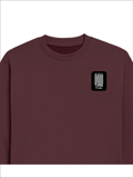 Oversized Sweatshirt | Roomy Relaxed Fit | 400 GSM Cotton Blend | Pre-Shrunk Drop Shoulder | Unisex Adult | Personalized | DTG | Typographic | Friendship | Companionship | Everyday | Positive - left pocket - Maroon - mockup 3