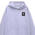 Oversized Hoodie | Unisex Relaxed Fit | 400 GSM Cotton Blend | DTG Printed | Drop Shoulder, Pre-Shrunk | Adults | Personalized | DTG | Typographic | Friendship | Companionship | Everyday | Positive - left pocket - Lavender - mockup 3
