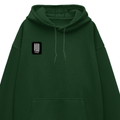 Oversized Hoodie | Unisex Relaxed Fit | 400 GSM Cotton Blend | DTG Printed | Drop Shoulder, Pre-Shrunk | Adults | Personalized | DTG | Typographic | Friendship | Companionship | Everyday | Positive - right pocket - Bottle Green - mockup 4