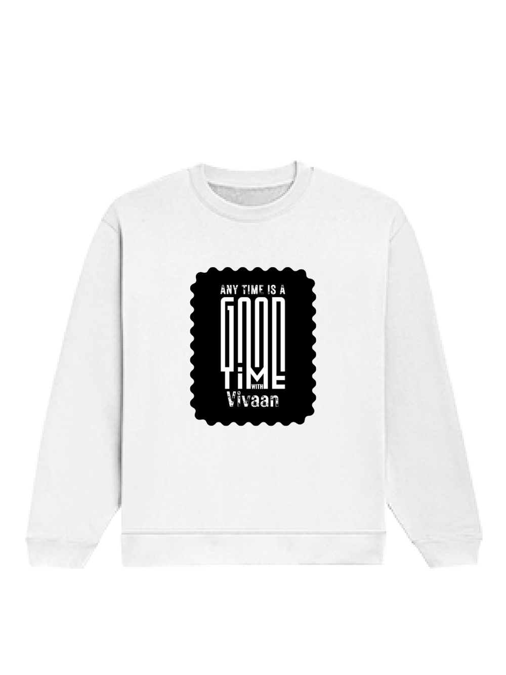 Oversized Sweatshirt | Roomy Relaxed Fit | 400 GSM Cotton Blend | Pre-Shrunk Drop Shoulder | Unisex Adult | Personalized | DTF | Typographic | Friendship | Companionship | Everyday | Positive - front - White - mockup 1