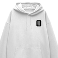Oversized Hoodie | Relaxed Fit, Drop-Shoulder | 400 GSM Fabric | Warm, Durable | Unisex | Personalized | DTF | Typographic | Friendship | Companionship | Everyday | Positive - left pocket - White - mockup 3
