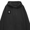 Oversized Hoodie | Relaxed Fit, Drop-Shoulder | 400 GSM Fabric | Warm, Durable | Unisex | Personalized | DTF | Typographic | Friendship | Companionship | Everyday | Positive - right pocket - Black - mockup 4