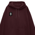 Oversized Hoodie | Relaxed Fit, Drop-Shoulder | 400 GSM Fabric | Warm, Durable | Unisex | Personalized | DTF | Typographic | Friendship | Companionship | Everyday | Positive - right pocket - Maroon - mockup 4