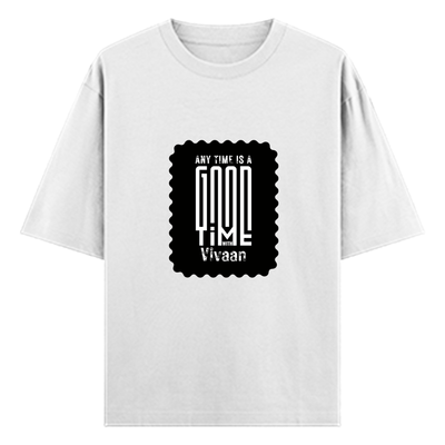 Oversized Standard T-Shirt | Unisex Oversized Fit | 180 GSM 100% Super Combed Cotton | DTF Print | Soft & Durable | Personalized | DTF | Typographic | Friendship | Companionship | Everyday | Positive - front - White - mockup 1