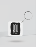 Keychain | Rectangle, Square, Slim Options | Acrylic UV Printed | Fade-Proof, Glossy Finish | Unisex | Personalized | Typographic | Friendship | Companionship | Everyday | Positive - back_Square - White - mockup 2
