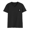 Men's V-Neck T-Shirt | Regular Fit | 180 GSM Bio-Washed Cotton | DTG Print | Durable | Personalized | DTG | Typographic | Friendship | Companionship | Everyday | Positive - left pocket - Black - mockup 3