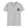 Male V Neck T-Shirt | Regular Fit | 180 GSM Bio-Washed Cotton | DTF Print | Double Stitched, Pre-Shrunk | Men | Personalized | DTF | Typographic | Friendship | Companionship | Everyday | Positive - left pocket - Grey Melange - mockup 3