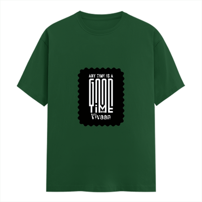 Female Classic Crew T-Shirt | Women's Regular Fit | 180 GSM Bio-Washed Cotton | Double Stitched, Pre-Shrunk | Personalized | DTG | Typographic | Friendship | Companionship | Everyday | Positive - front - Bottle Green - mockup 1